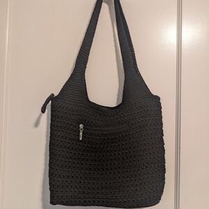 The Sak Black Crochet Shoulder Bag